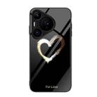 For Huawei Pura 70 Colorful Painted Glass Phone Case(Black Love) - 1