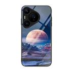 For Huawei Pura 70 Colorful Painted Glass Phone Case(Moon Hill) - 1