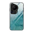 For Huawei Pura 70 Ultra Marble Pattern Glass Protective Phone Case(Green Ocean) - 1