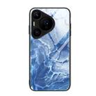 For Huawei Pura 70 Marble Pattern Glass Protective Phone Case(Blue Ocean) - 1