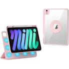 For iPad mini 6 Rotatable Magnetic Detachable Leather Tablet Case with Pen Slot(Pink) - 1