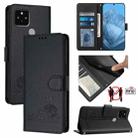 For Google Pixel 5 Cat Rat Embossed Pattern RFID Leather Phone Case with Lanyard(Black) - 1