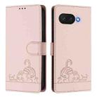 For Google Pixel 9a Cat Rat Embossed Pattern RFID Leather Phone Case with Lanyard(Pink) - 2