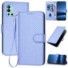 For OnePlus 9R 5G YX0070 Carbon Fiber Buckle Leather Phone Case with Lanyard(Light Purple) - 1