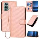 For OnePlus 9 Pro YX0070 Carbon Fiber Buckle Leather Phone Case with Lanyard(Pink) - 1