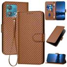 For Motorola Edge 40 Neo 5G YX0070 Carbon Fiber Buckle Leather Phone Case with Lanyard(Coffee) - 1