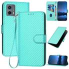 For Motorola Moto G 5G 2023 YX0070 Carbon Fiber Buckle Leather Phone Case with Lanyard(Light Blue) - 1