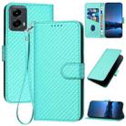 For Motorola Moto G 5G 2024 YX0070 Carbon Fiber Buckle Leather Phone Case with Lanyard(Light Blue) - 1