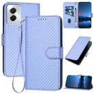 For Motorola Moto G Power 5G 2024 YX0070 Carbon Fiber Buckle Leather Phone Case with Lanyard(Light Purple) - 1