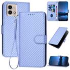 For Motorola Moto G Stylus 5G 2023 YX0070 Carbon Fiber Buckle Leather Phone Case with Lanyard(Light Purple) - 1