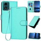 For Motorola Moto G04 / G24 YX0070 Carbon Fiber Buckle Leather Phone Case with Lanyard(Light Blue) - 1