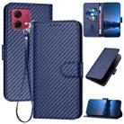 For Motorola Moto G84 5G YX0070 Carbon Fiber Buckle Leather Phone Case with Lanyard(Royal Blue) - 1