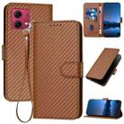 For Motorola Moto G84 5G YX0070 Carbon Fiber Buckle Leather Phone Case with Lanyard(Coffee) - 1