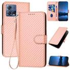 For Motorola Moto S30 Pro 5G YX0070 Carbon Fiber Buckle Leather Phone Case with Lanyard(Pink) - 1