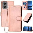 For Motorola Moto G Stylus 5G 2024 YX0070 Carbon Fiber Buckle Leather Phone Case with Lanyard(Pink) - 1