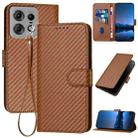 For Motorola Edge 50 Pro YX0070 Carbon Fiber Buckle Leather Phone Case with Lanyard(Coffee) - 1