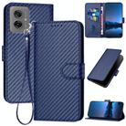For Motorola Moto G55 YX0070 Carbon Fiber Buckle Leather Phone Case with Lanyard(Royal Blue) - 1