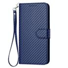 For Motorola Moto G55 YX0070 Carbon Fiber Buckle Leather Phone Case with Lanyard(Royal Blue) - 2
