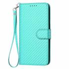 For Motorola Moto G 2025 YX0070 Carbon Fiber Buckle Leather Phone Case with Lanyard(Light Blue) - 2