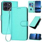 For Motorola Moto G56 5G YX0070 Carbon Fiber Buckle Leather Phone Case with Lanyard(Light Blue) - 1