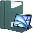 For iPad Air 11 2024 Transparent Rotation Smart Leather Tablet Case(Dark Green) - 1