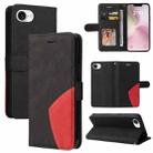 For iPhone SE 2024 Dual-color Splicing Flip Leather Phone Case(Black) - 1