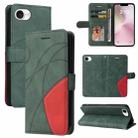 For iPhone SE 2024 Dual-color Splicing Flip Leather Phone Case(Green) - 1