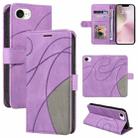 For iPhone SE 2024 Dual-color Splicing Flip Leather Phone Case(Purple) - 1