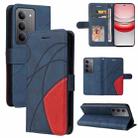For Realme 14x 5G Dual-color Splicing Flip Leather Phone Case(Blue) - 1