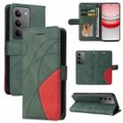 For Realme 14x 5G Dual-color Splicing Flip Leather Phone Case(Green) - 1