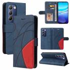 For vivo V29e Global / Y200 5G Global Dual-color Splicing Flip Leather Phone Case(Blue) - 1