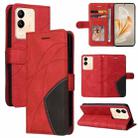 For vivo V29e Global / Y200 5G Global Dual-color Splicing Flip Leather Phone Case(Red) - 1