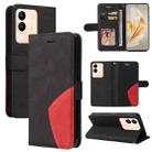 For vivo V29e Global / Y200 5G Global Dual-color Splicing Flip Leather Phone Case(Black) - 1