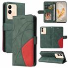 For vivo V29e Global / Y200 5G Global Dual-color Splicing Flip Leather Phone Case(Green) - 1