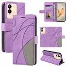 For vivo V29e Global / Y200 5G Global Dual-color Splicing Flip Leather Phone Case(Purple) - 1