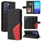 For vivo V40 SE 5G / Y100 IDN Dual-color Splicing Flip Leather Phone Case(Black) - 1