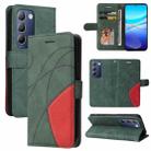 For vivo V40 SE 5G / Y100 IDN Dual-color Splicing Flip Leather Phone Case(Green) - 1