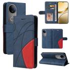 For vivo V50 5G Global Dual-color Splicing Flip Leather Phone Case(Blue) - 1