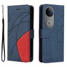 For vivo V50 5G Global Dual-color Splicing Flip Leather Phone Case(Blue) - 2
