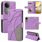 For vivo V50 5G Global Dual-color Splicing Flip Leather Phone Case(Purple) - 1