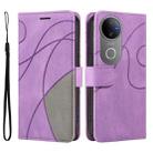 For vivo V50 5G Global Dual-color Splicing Flip Leather Phone Case(Purple) - 2