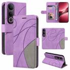 For vivo V50 Lite 5G Global Dual-color Splicing Flip Leather Phone Case(Purple) - 1