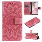 For iPhone SE 2024 Embossed Sunflower Pattern Flip Leather Phone Case(Pink) - 1