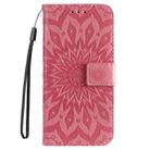 For iPhone 16e Embossed Sunflower Pattern Flip Leather Phone Case(Pink) - 2
