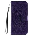 For iPhone 16 Embossed Sunflower Pattern Flip Leather Phone Case(Purple) - 2