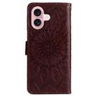 For iPhone 16 Embossed Sunflower Pattern Flip Leather Phone Case(Brown) - 3
