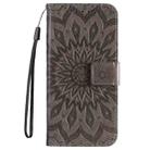 For iPhone 16 Embossed Sunflower Pattern Flip Leather Phone Case(Grey) - 2