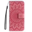For iPhone 16 Embossed Sunflower Pattern Flip Leather Phone Case(Pink) - 2