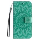 For iPhone 16 Embossed Sunflower Pattern Flip Leather Phone Case(Green) - 2