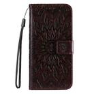 For iPhone 16 Plus Embossed Sunflower Pattern Flip Leather Phone Case(Brown) - 2